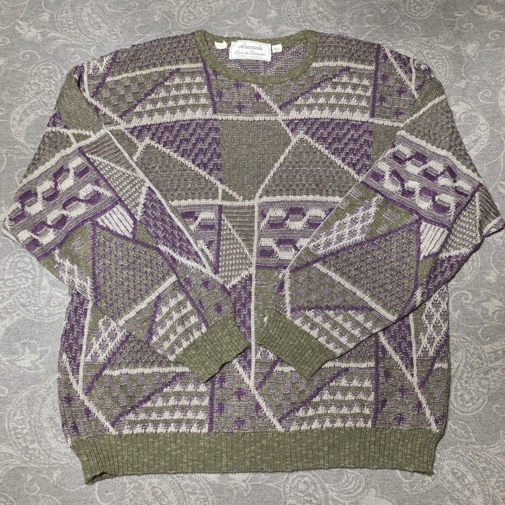 Vintage Geometric Crewneck Sweater (Size L)